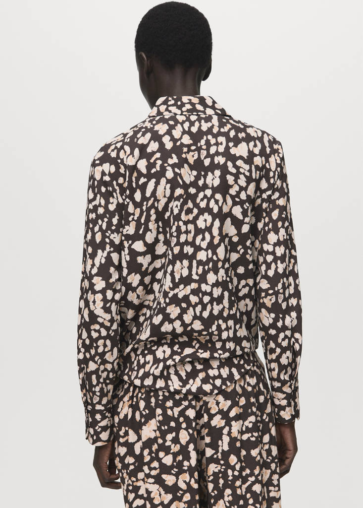 Printed straight shirt — Brown