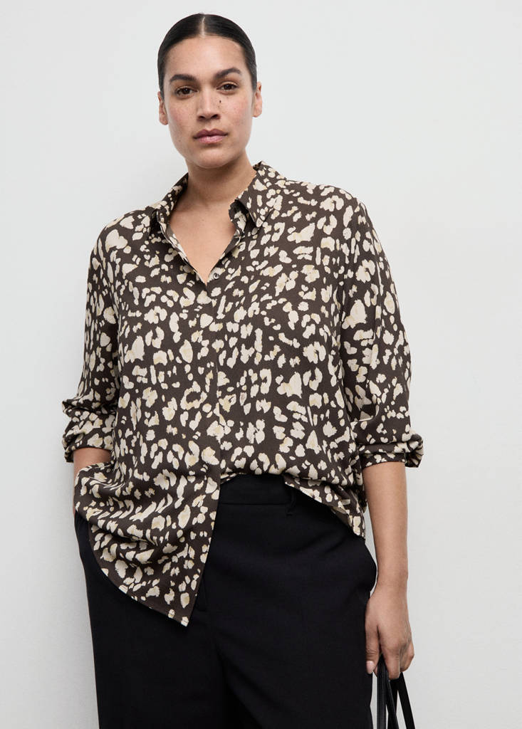 Printed straight shirt — Brown