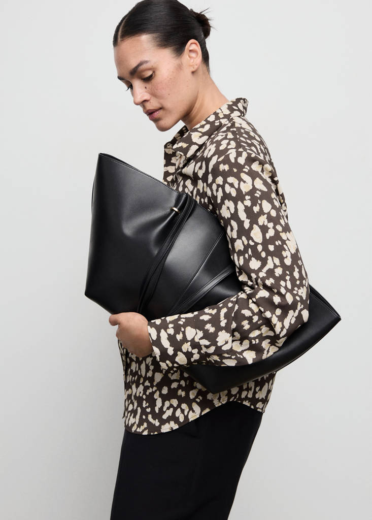Printed straight shirt — Brown