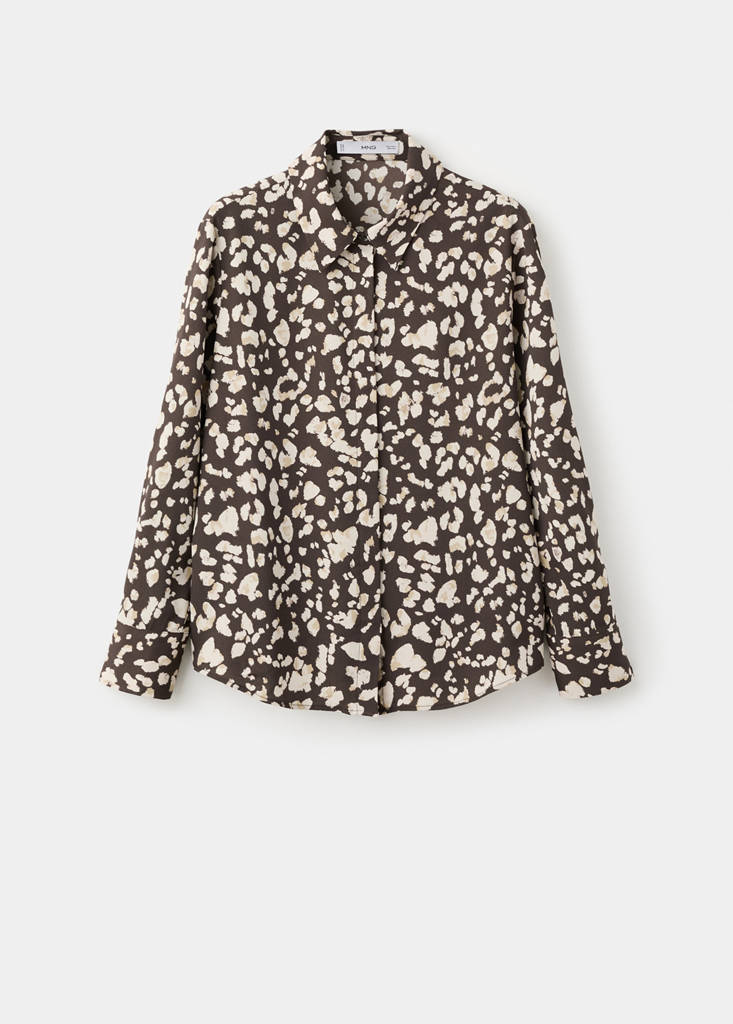 Printed straight shirt — Brown