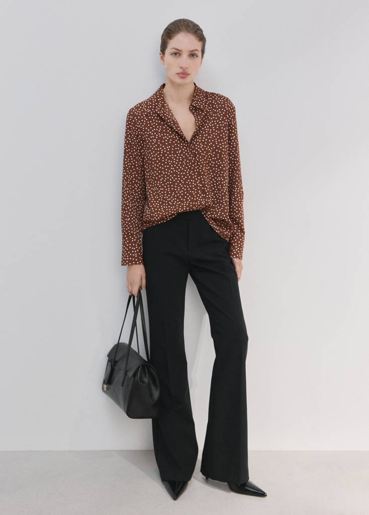 Printed straight shirt — Tobacco Brown