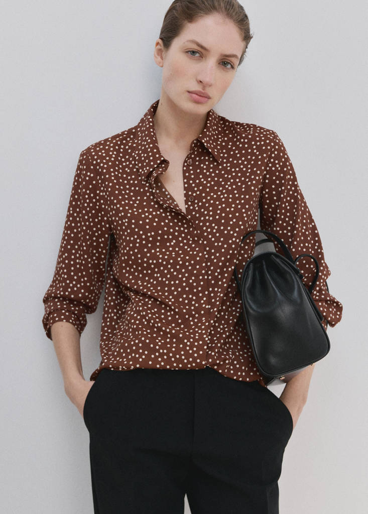 Printed straight shirt — Tobacco Brown