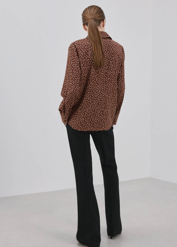 Printed straight shirt — Tobacco Brown