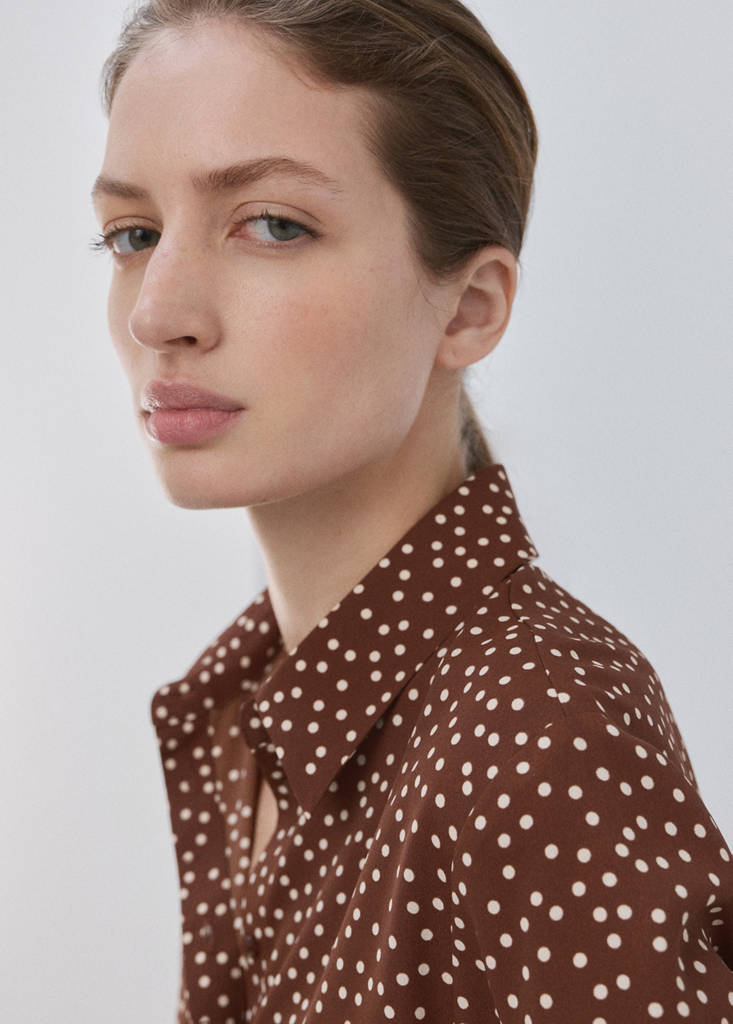 Printed straight shirt — Tobacco Brown
