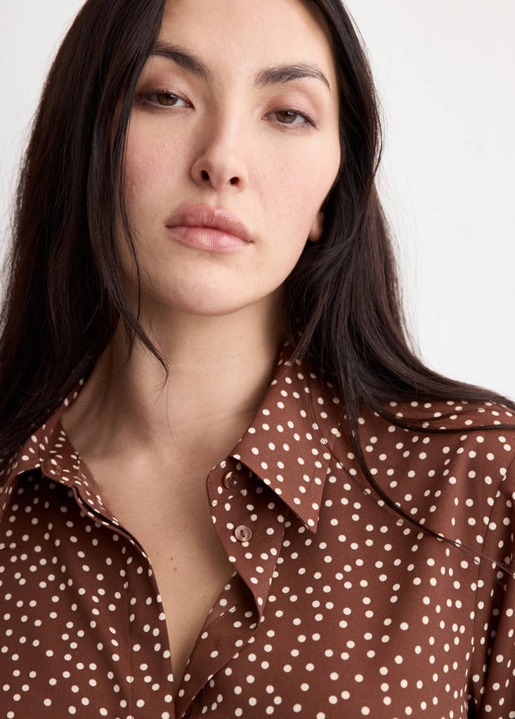 Printed straight shirt — Tobacco Brown