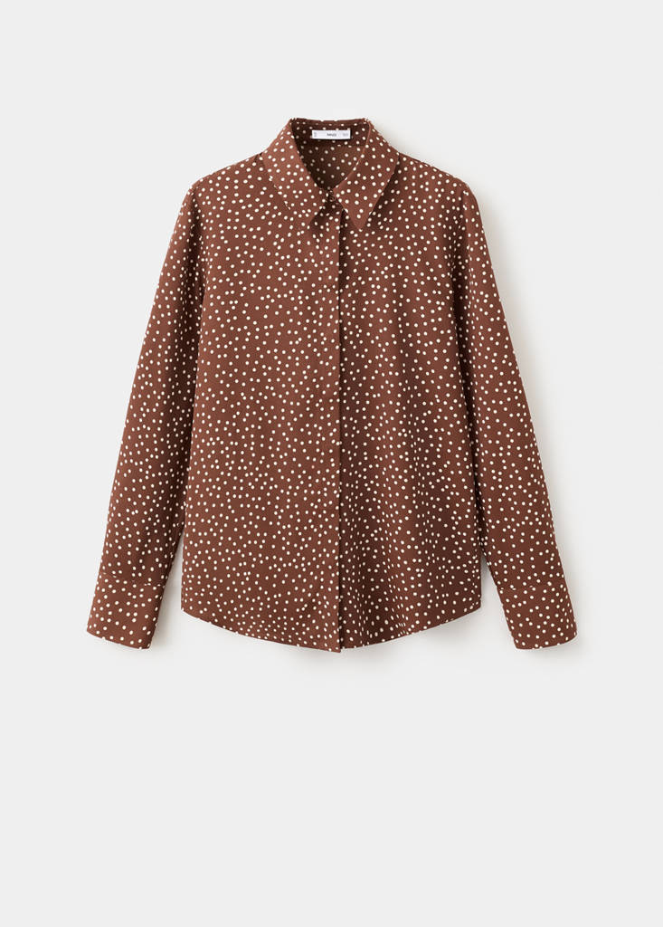 Printed straight shirt — Tobacco Brown