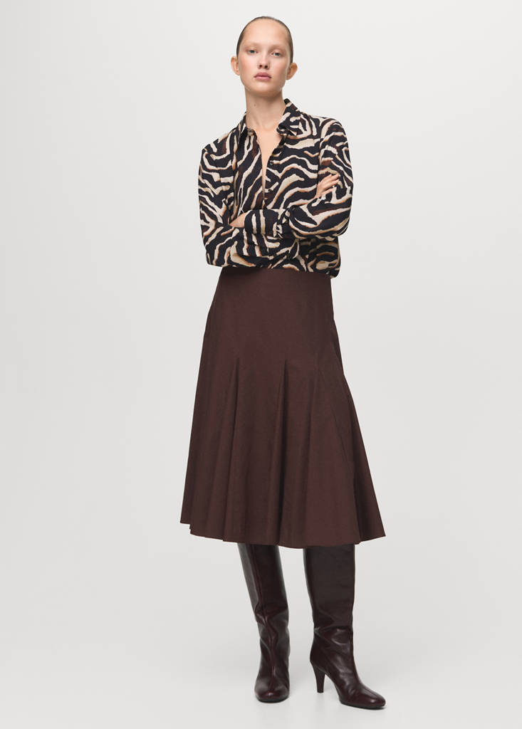 Printed straight shirt — Black