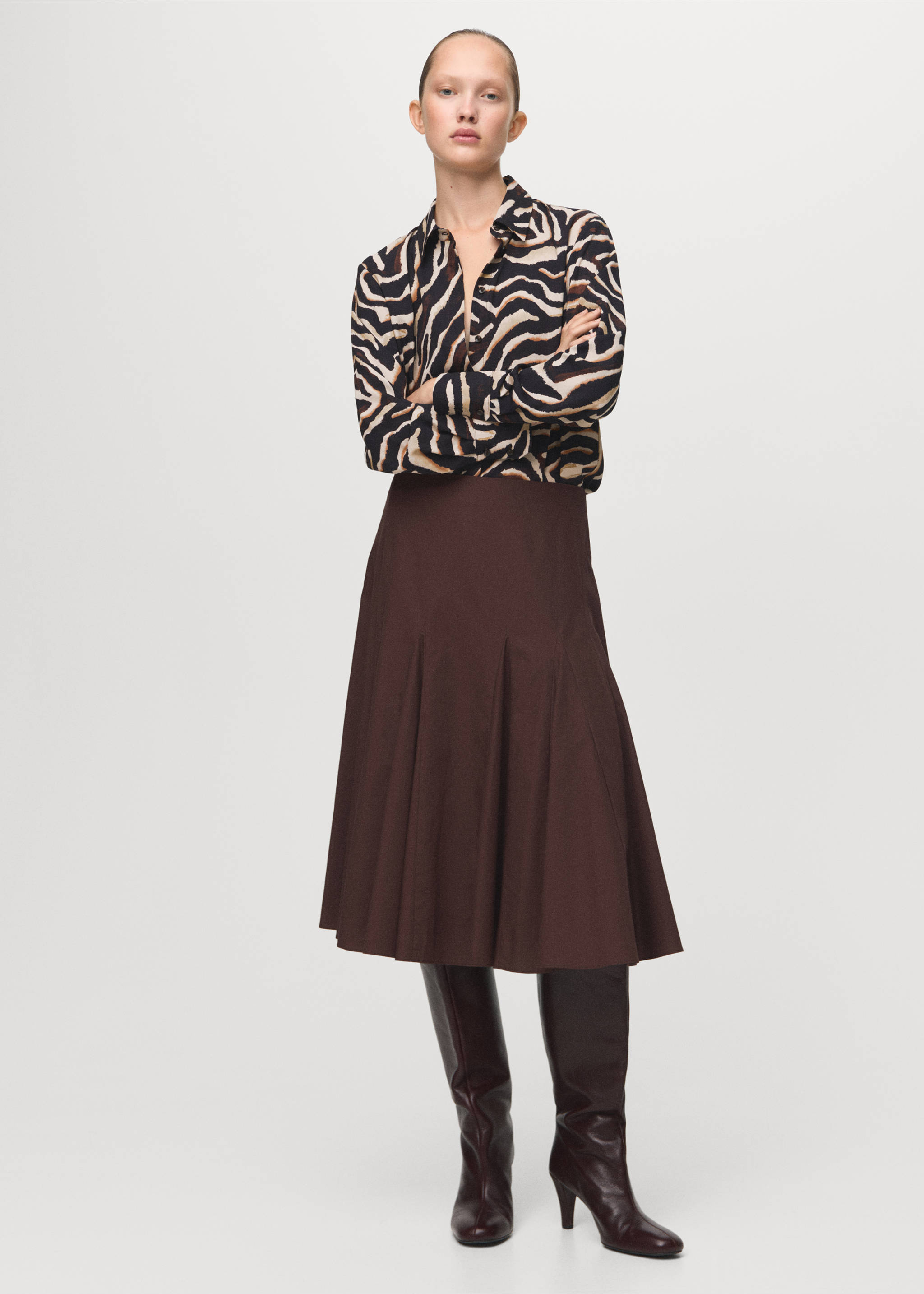 Прямая рубашка с принтом - Общий план, Черный. Ref: 27051236-00.