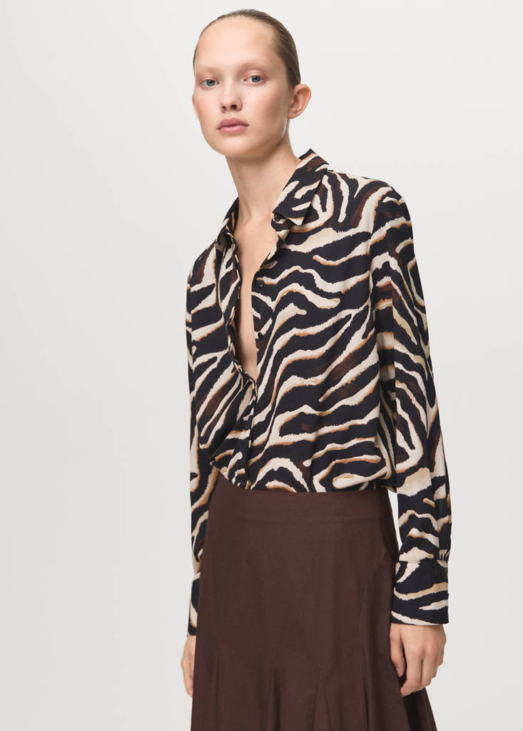 Printed straight shirt — Black