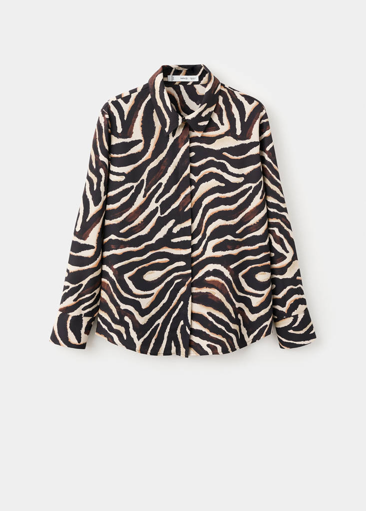 Printed straight shirt — Black