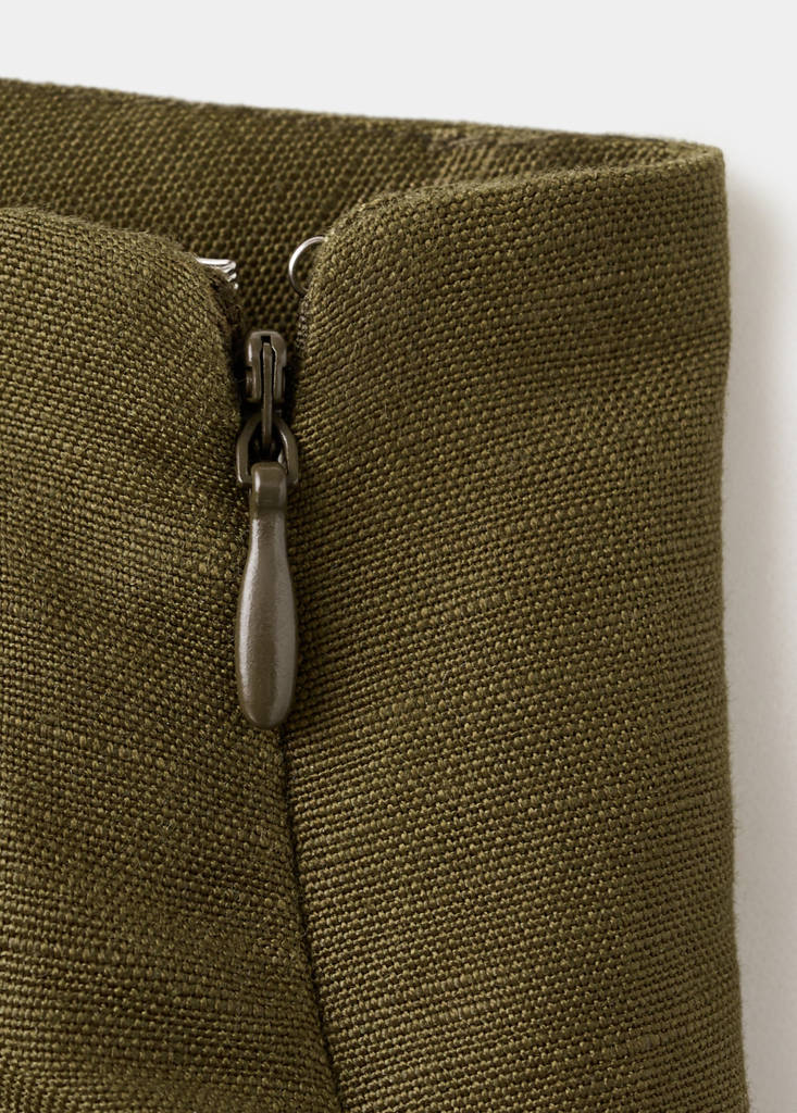 High-waist linen shorts — Khaki