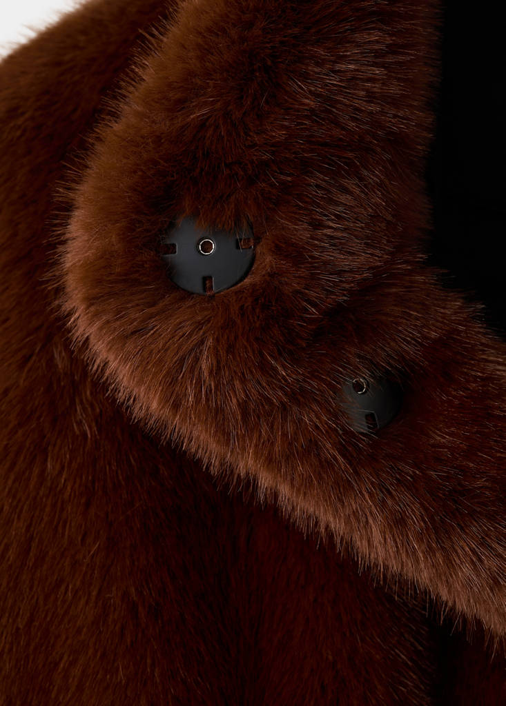 Faux-fur jacket with pockets — Brown