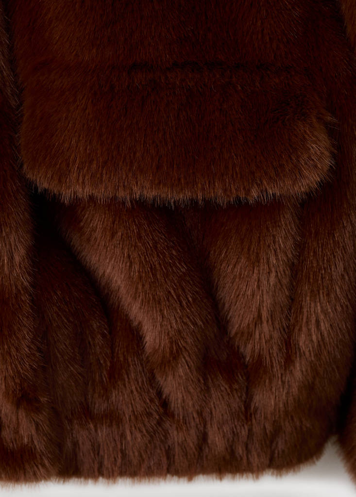 Faux-fur jacket with pockets — Brown