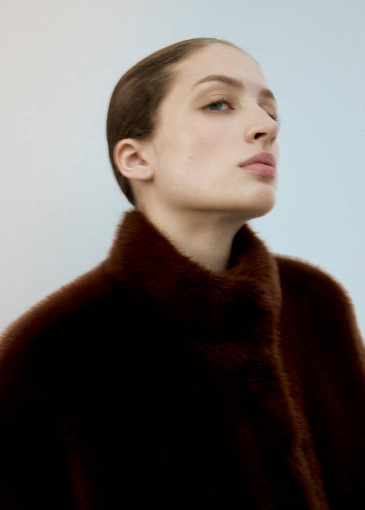 Faux-fur jacket with pockets — Brown
