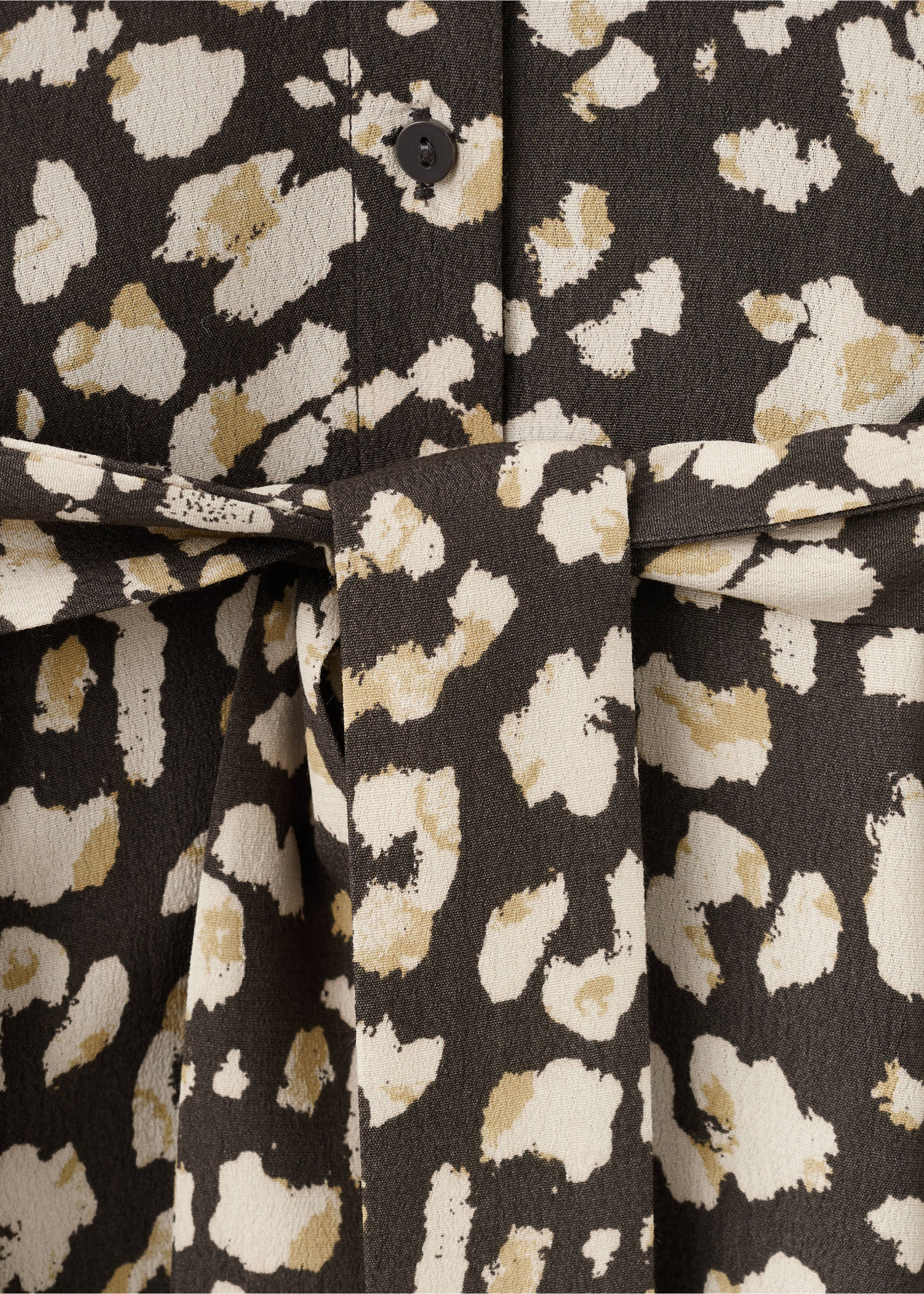 Printed shirt dress with belt - Details of the article 8, Brown. Ref: 27051243-00.