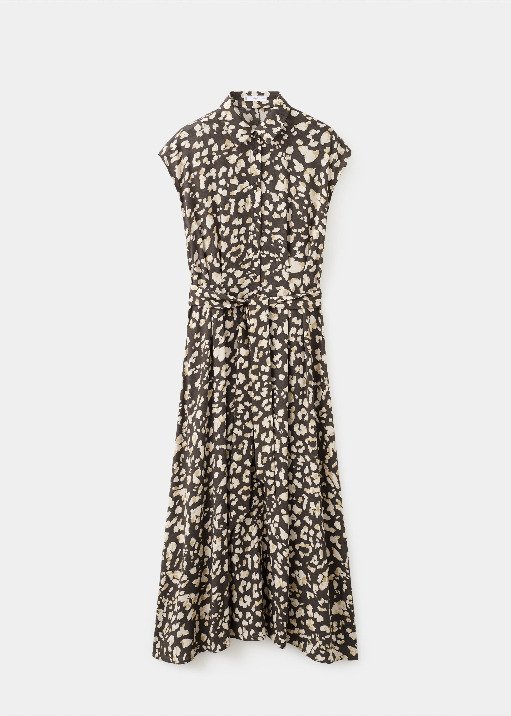 Printed shirt dress with belt - Article without model, Brown. Ref: 27051243-00.