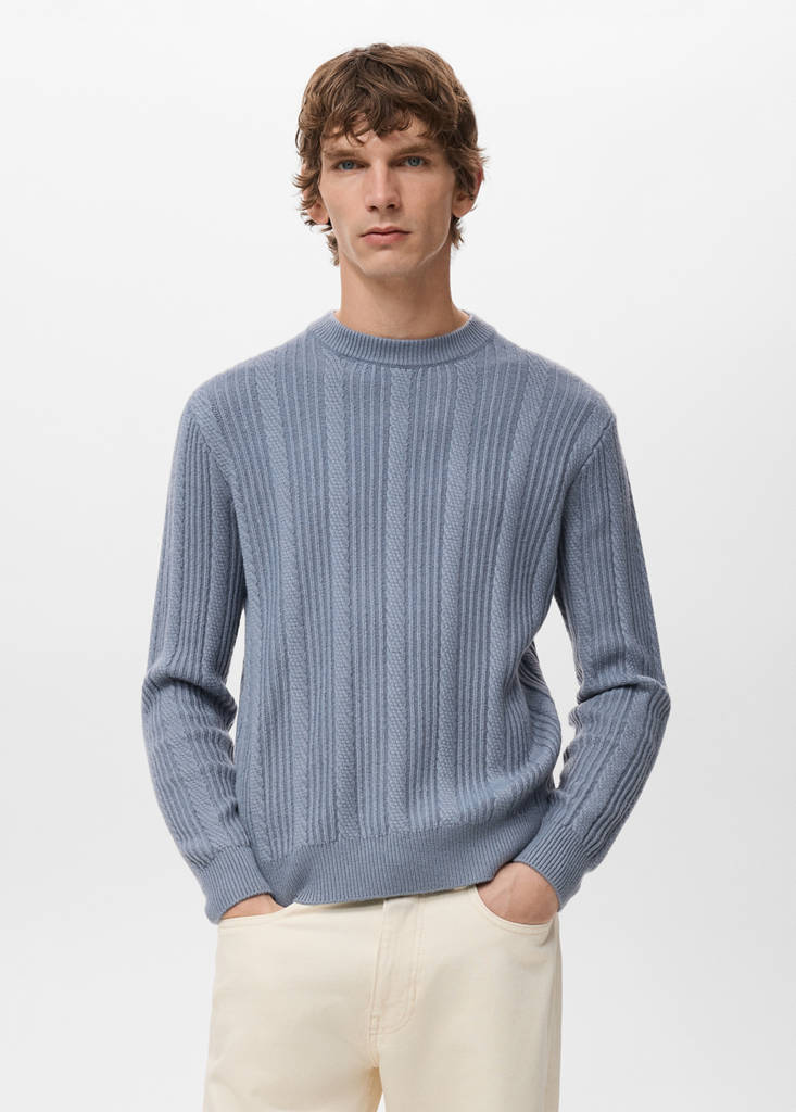 Structured knitted sweater — Prussian Blue