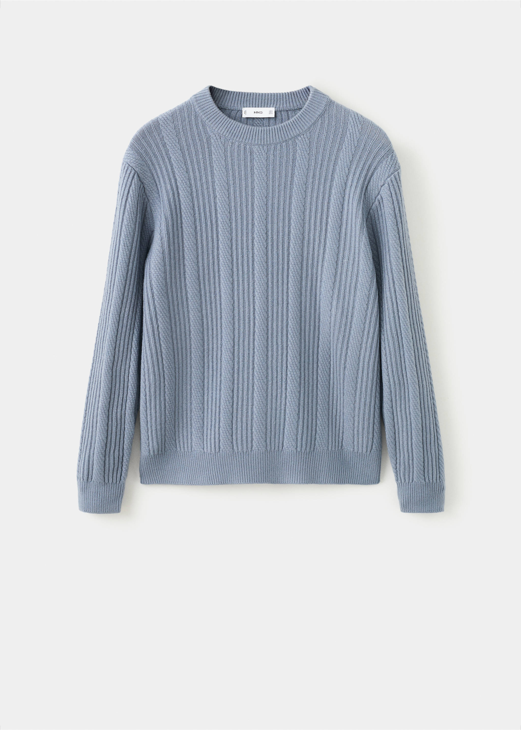 Structured knitted sweater - Article without model, Prussian Blue. Ref: 27051250-00.