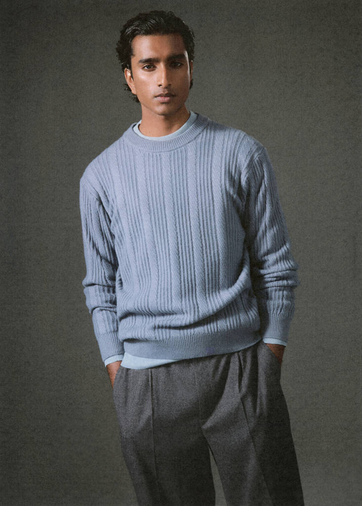 Structured knitted sweater — Prussian Blue