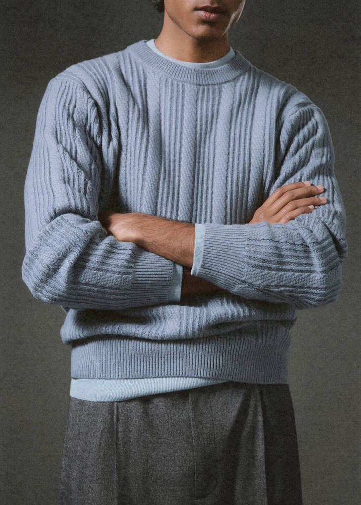 Structured knitted sweater — Prussian Blue