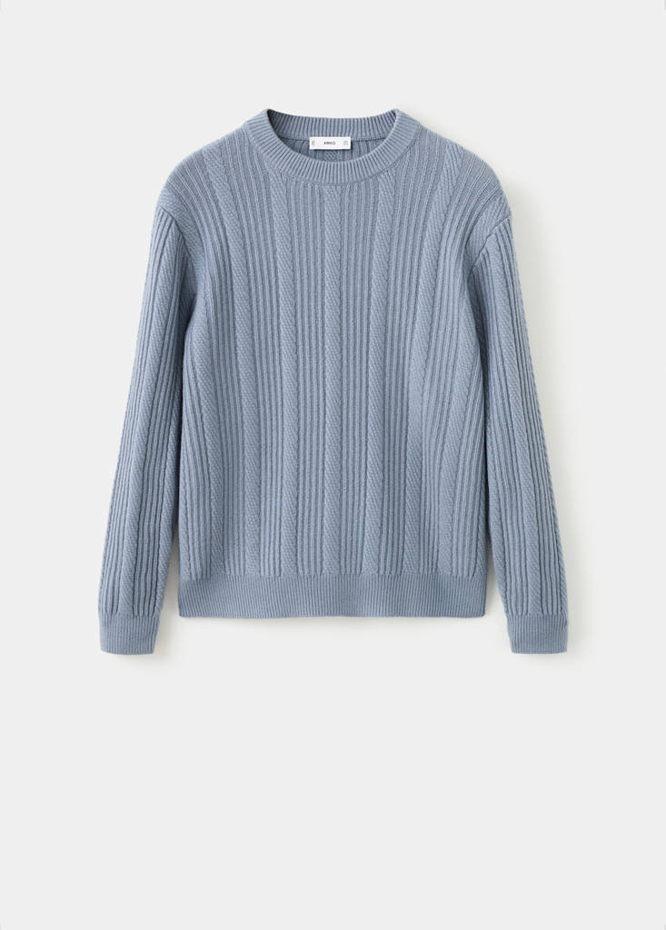 Structured knitted sweater — Prussian Blue