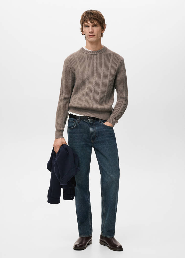 Structured knitted sweater — Mink Grey