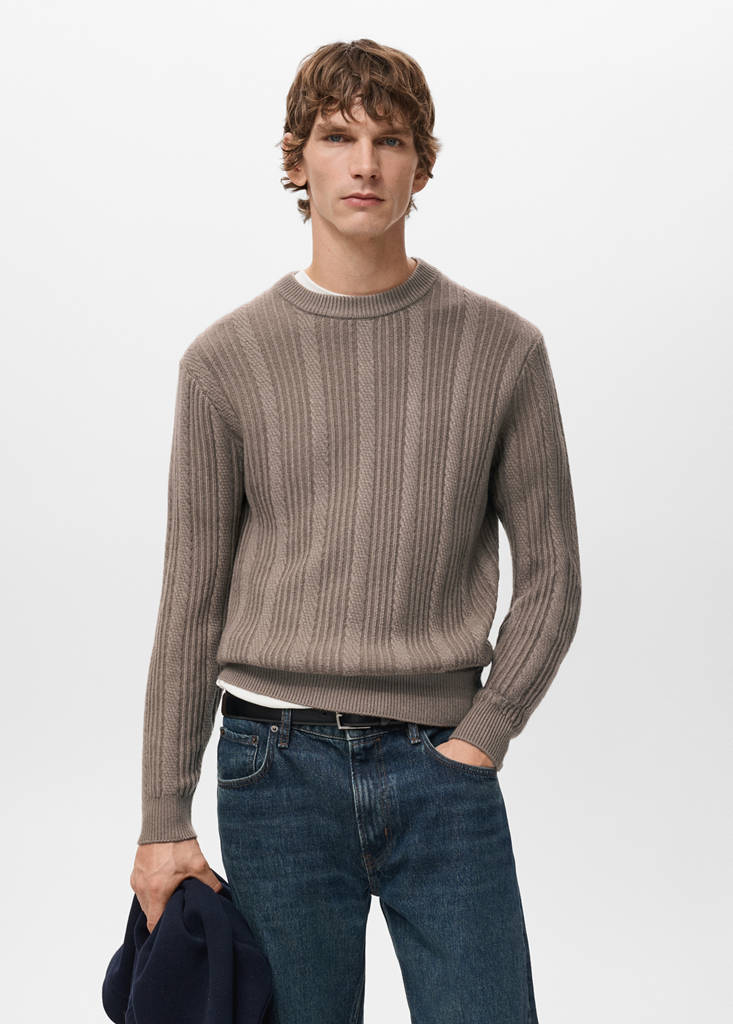 Structured knitted sweater — Mink Grey