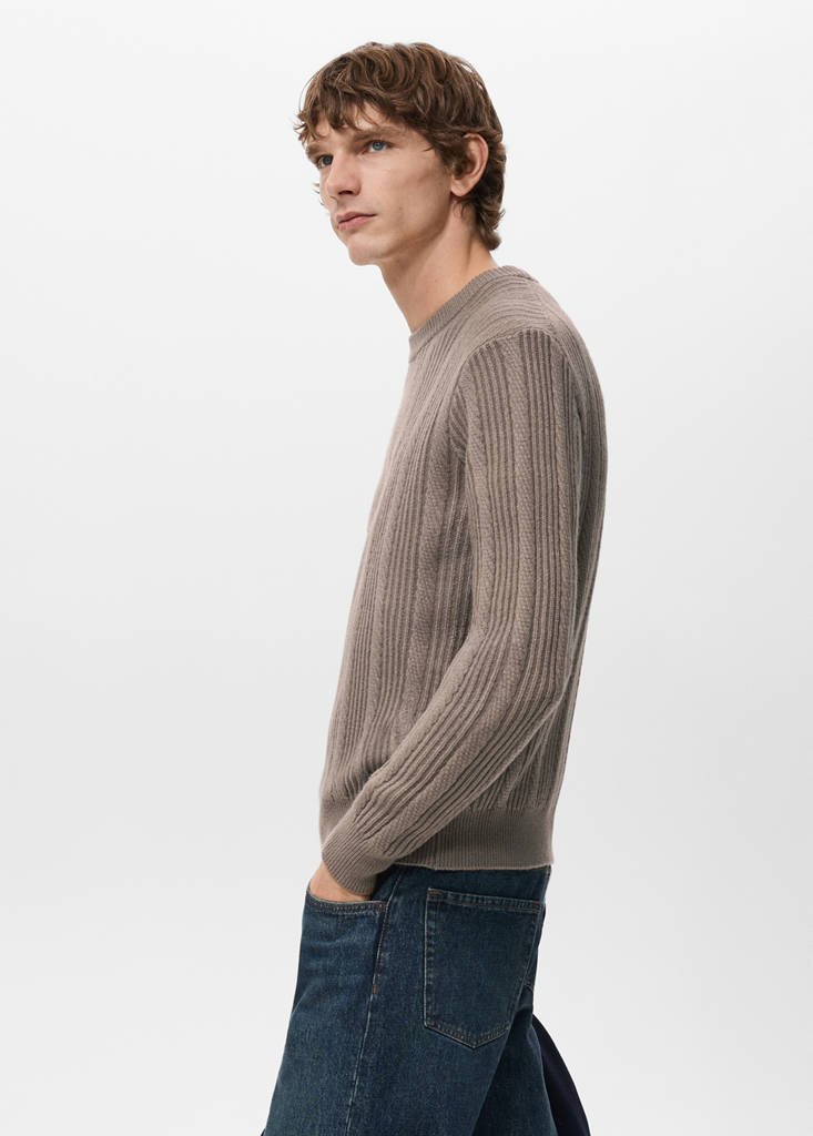 Structured knitted sweater — Mink Grey