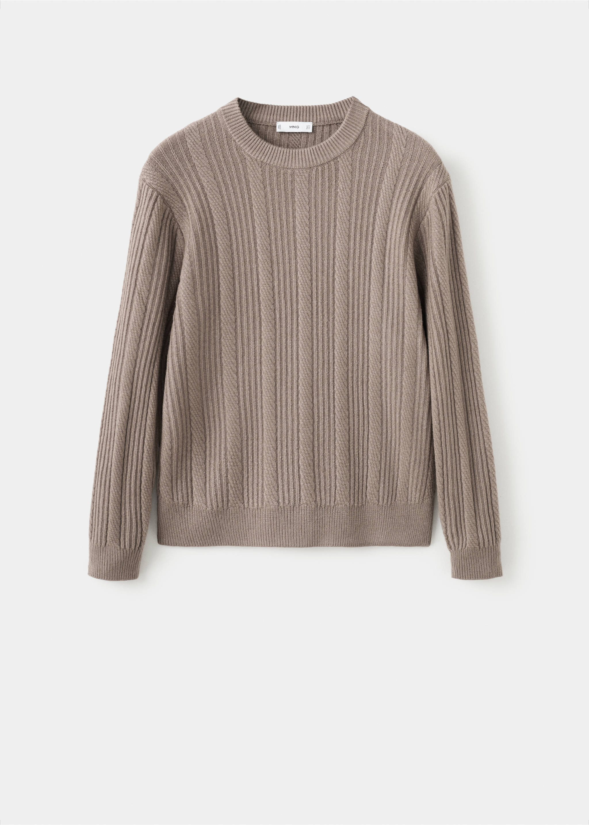 Structured knitted sweater - Article without model, Mink Grey. Ref: 27051250-00.