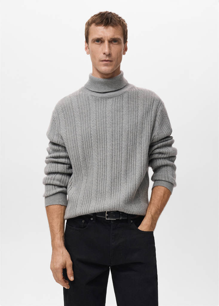 Structured turtleneck sweater — Grey
