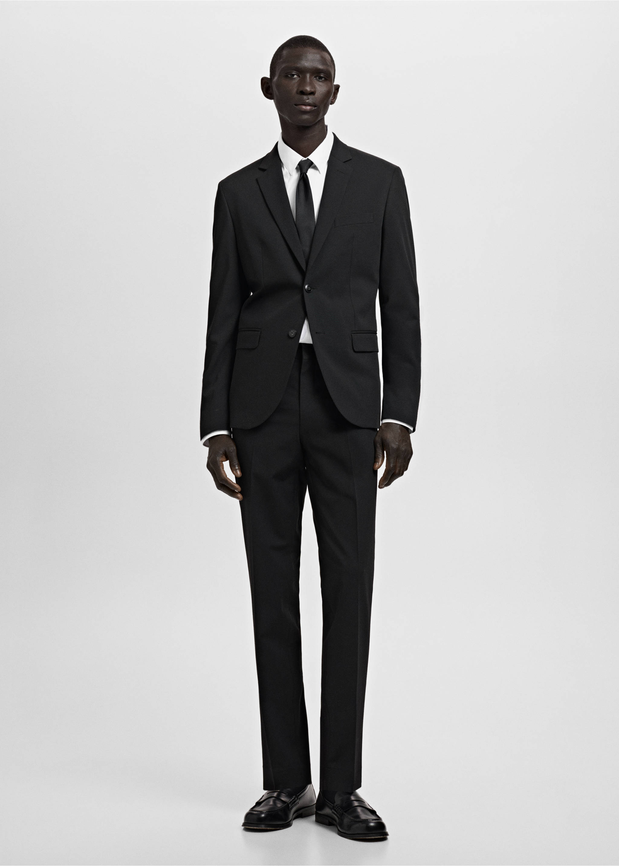 Костюмная рубашка суперприталенного кроя из смеси хлопка - Общий план, Белый. Ref: 27051252-00.