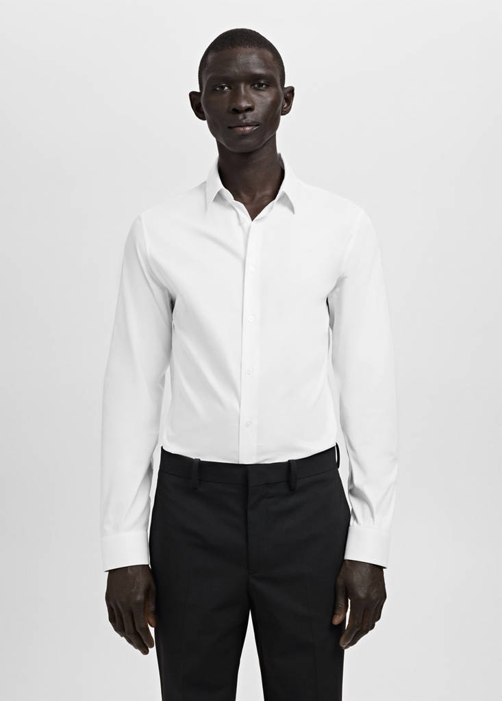 Super slim fit cotton blend formal shirt — White