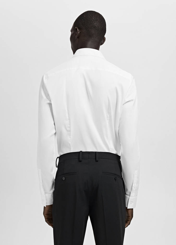 Super slim fit cotton blend formal shirt — White