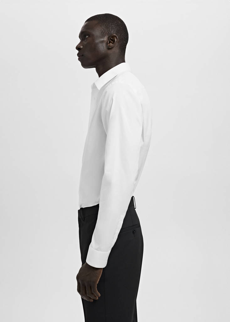 Super slim fit cotton blend formal shirt — White