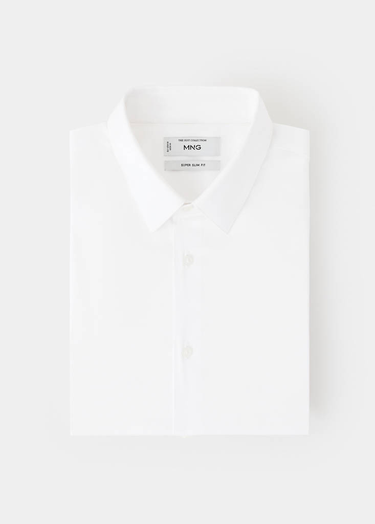 Super slim fit cotton blend formal shirt — White