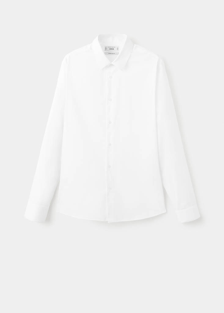 Super slim fit cotton blend formal shirt — White