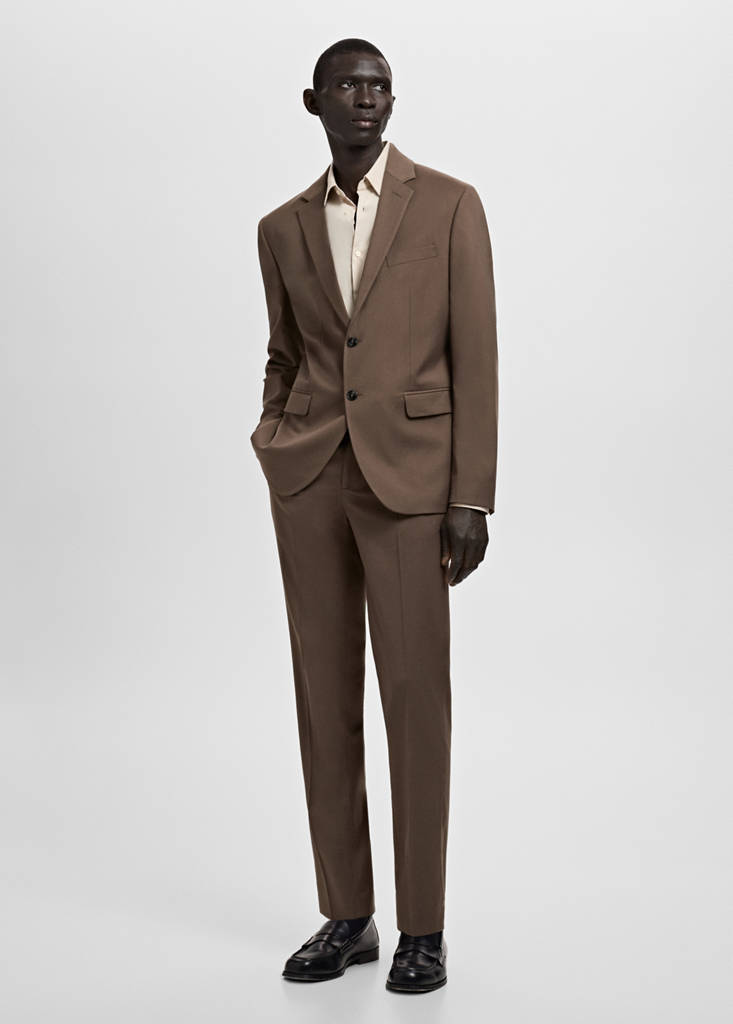 Super slim fit cotton blend formal shirt — Beige