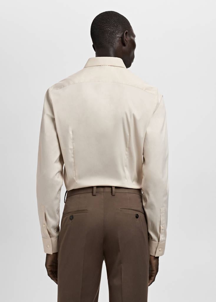 Super slim fit cotton blend formal shirt — Beige