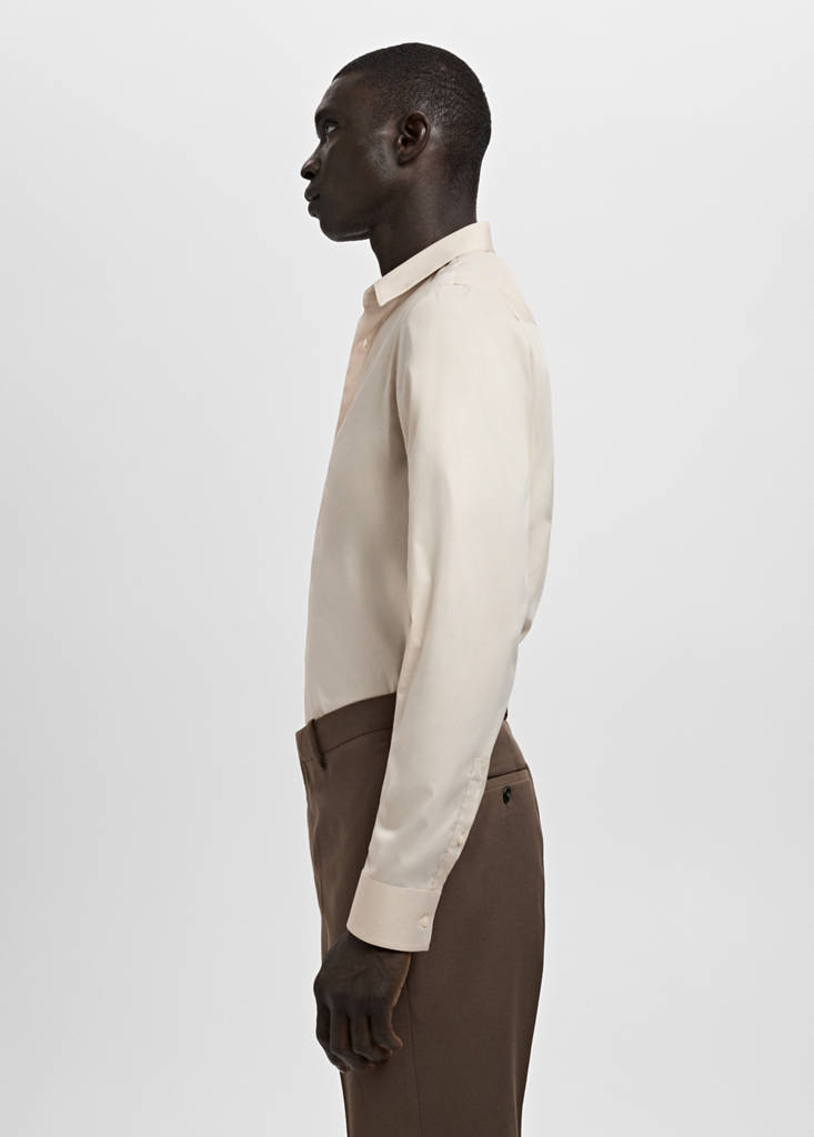 Super slim fit cotton blend formal shirt — Beige
