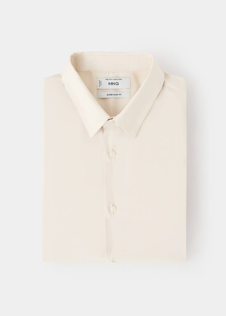 Super slim fit cotton blend formal shirt — Beige