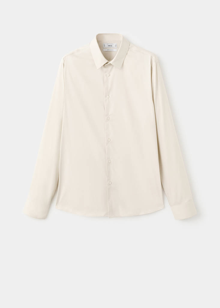 Super slim fit cotton blend formal shirt — Beige