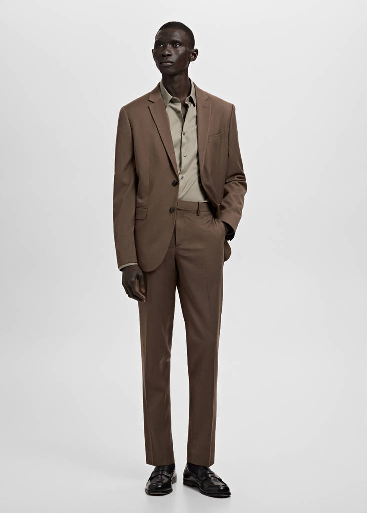 Super slim fit cotton blend formal shirt — Brown