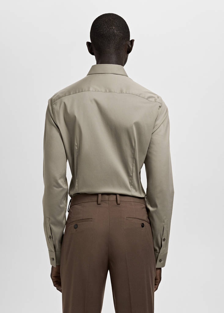 Super slim fit cotton blend formal shirt — Brown
