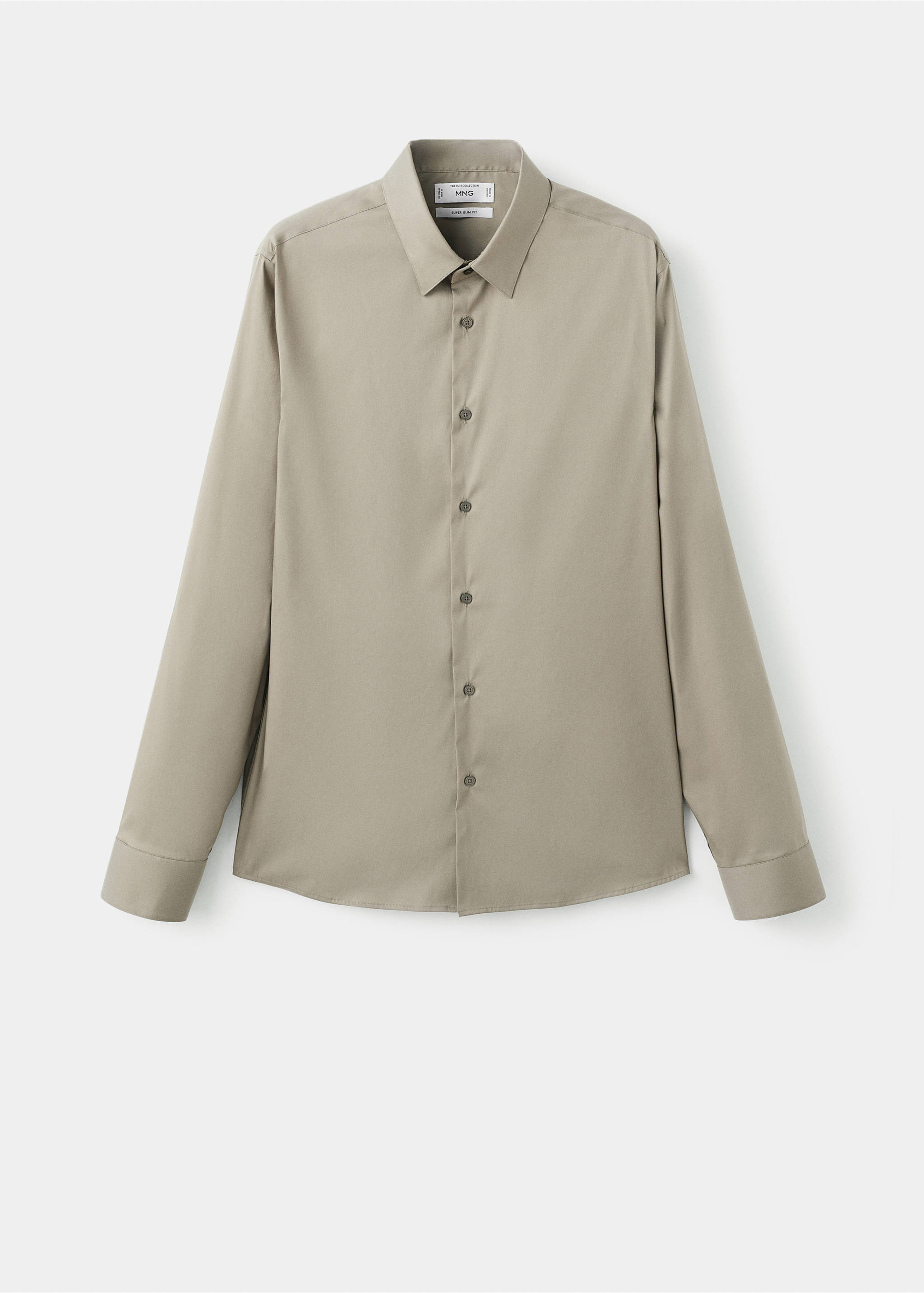 Camisa vestit barreja cotó super slim fit - Article sense model, Marró. Ref: 27051252-00.