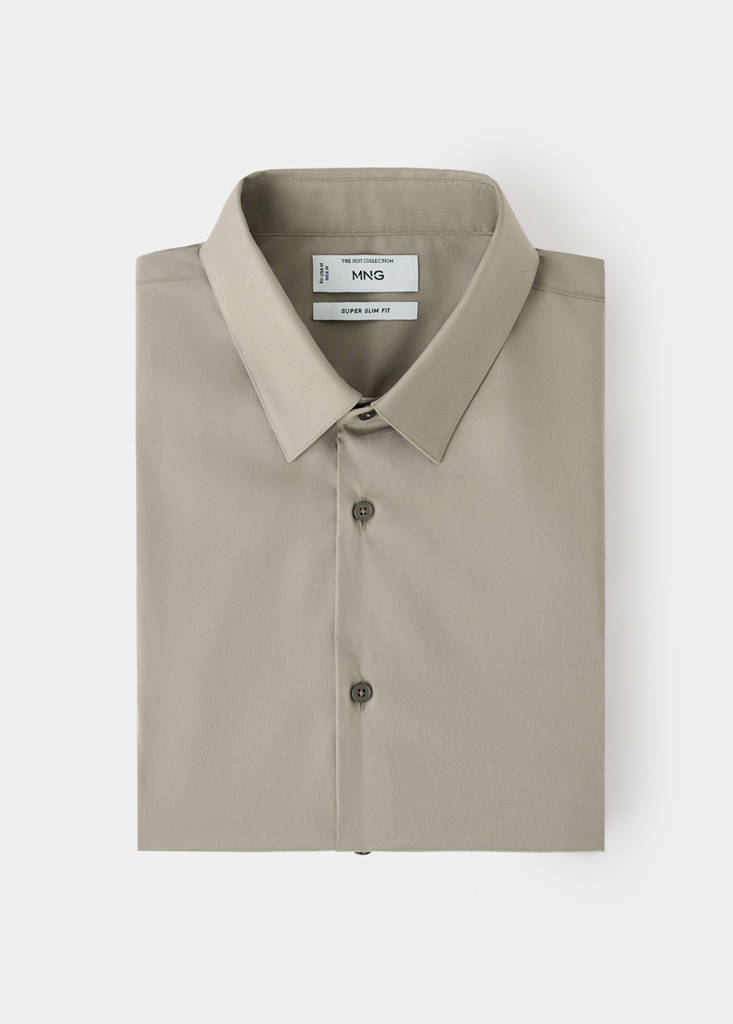 Super slim fit cotton blend formal shirt — Brown
