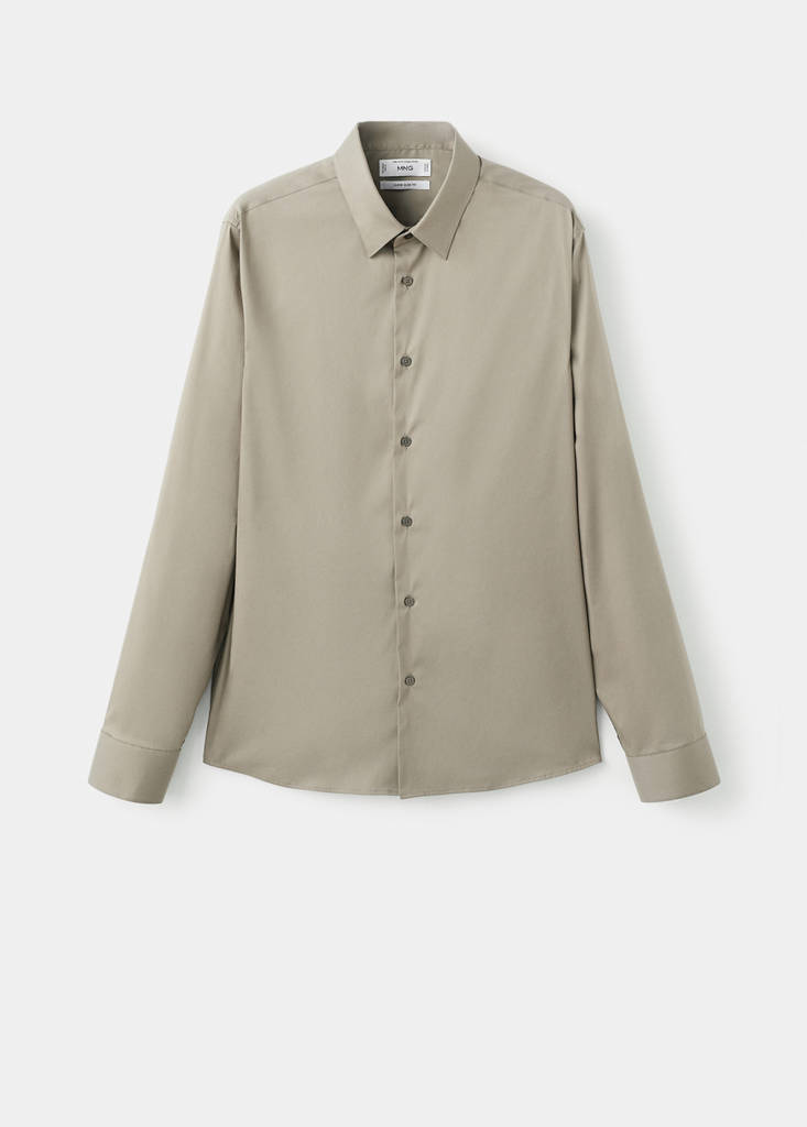 Super slim fit cotton blend formal shirt — Brown