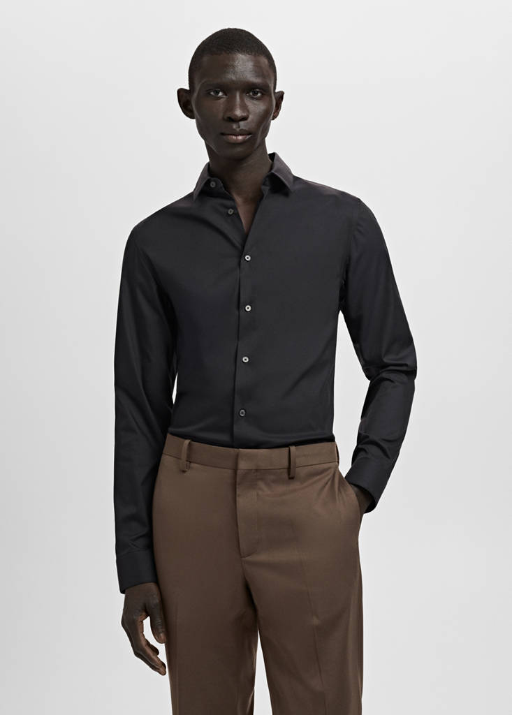 Camisa traje mezcla algodón super slim fit