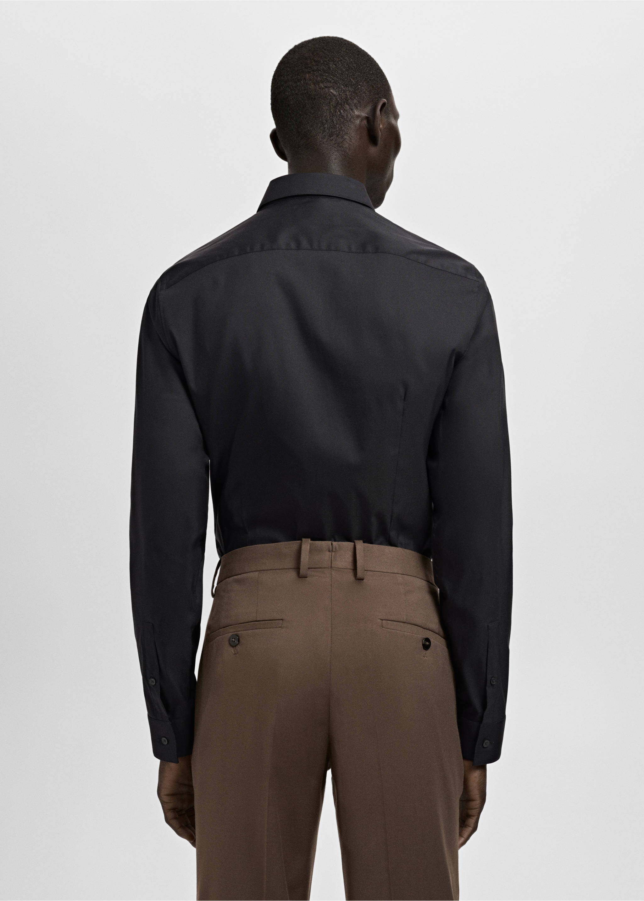 Camisa vestit barreja cotó super slim fit - Revers de l'article, Negre. Ref: 27051252-00.