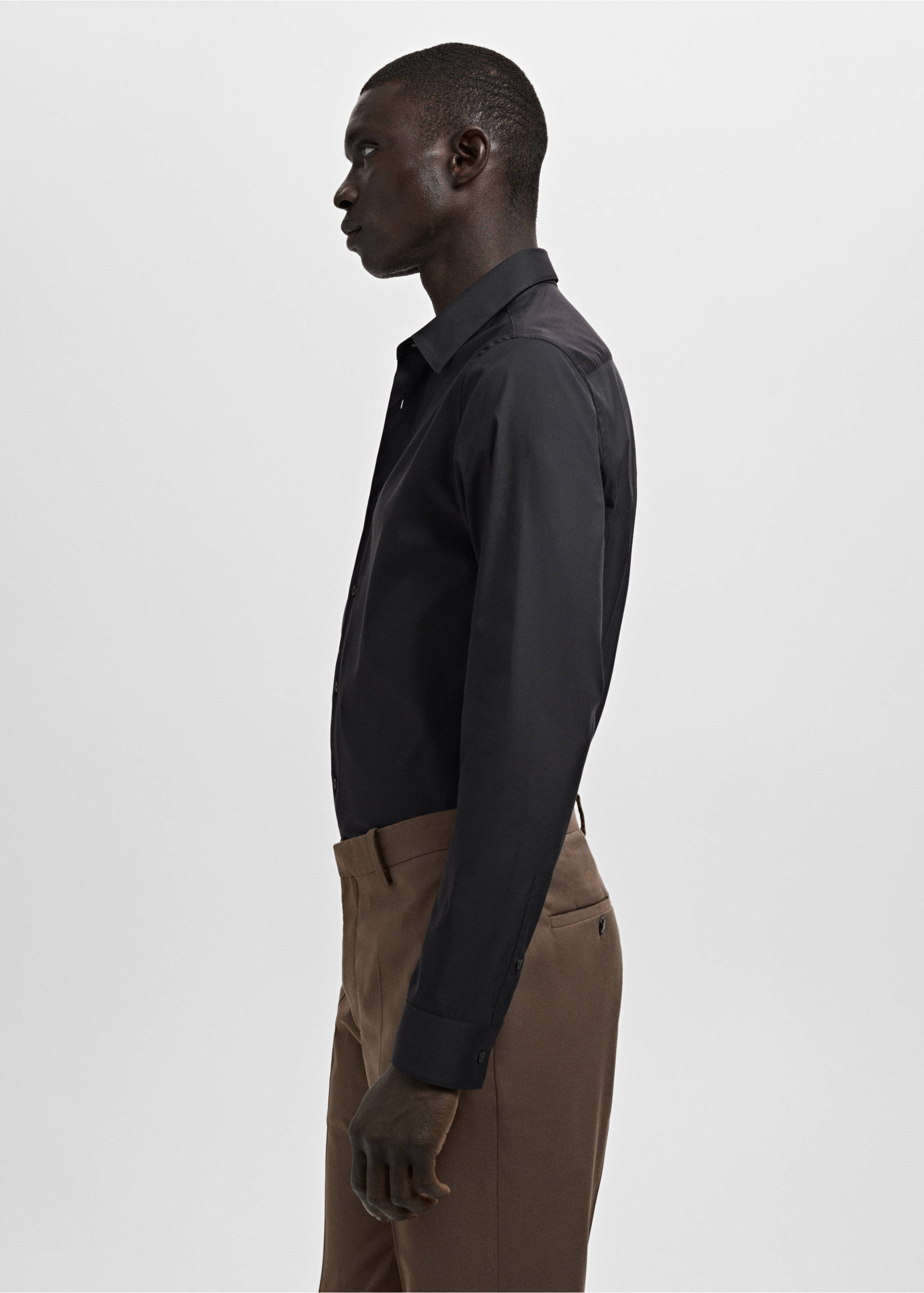 Camisa vestit barreja cotó super slim fit - Detall de l'article 2, Negre. Ref: 27051252-00.