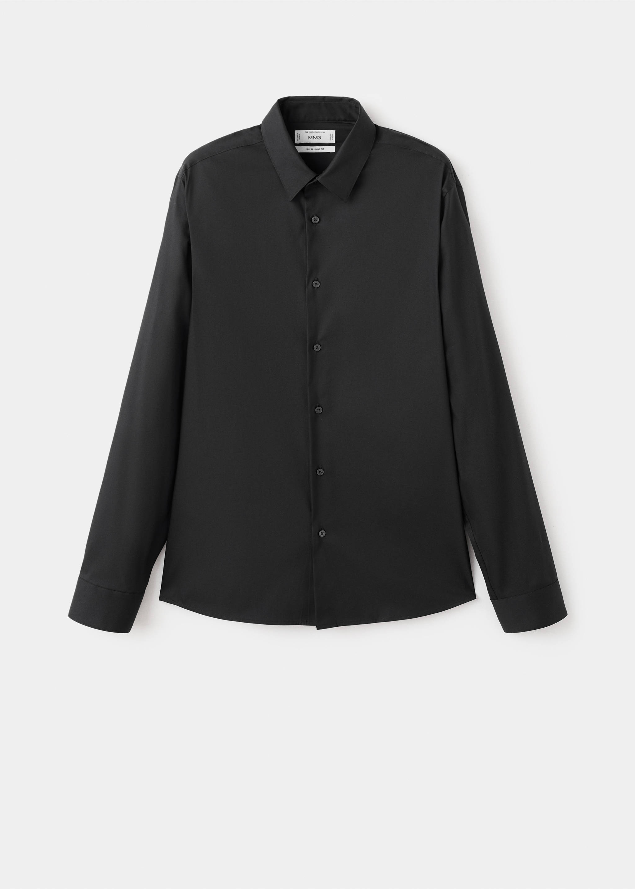 Camisa vestit barreja cotó super slim fit - Article sense model, Negre. Ref: 27051252-00.